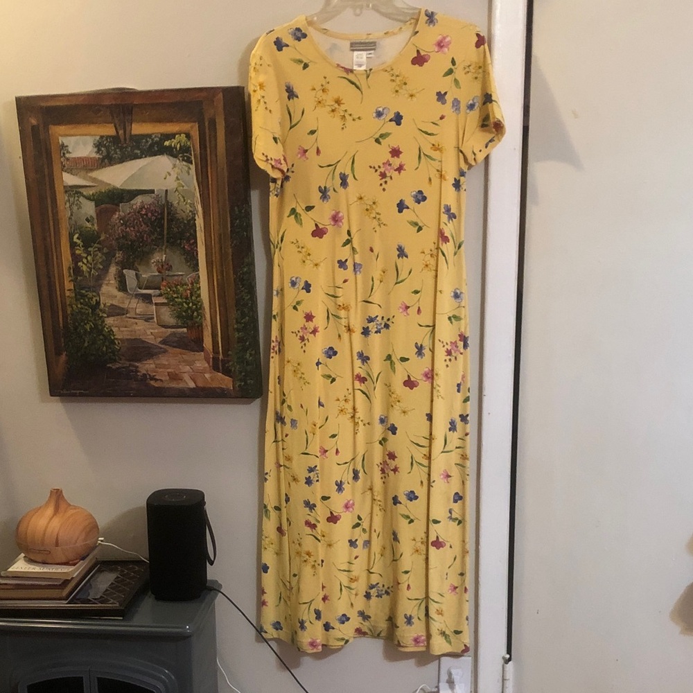 Coldwater Creek Yellow Floral Maxi Dress